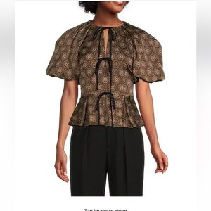 Antonio Melani x Courtney Grow Delphine Medallion Short Puff Sleeve Blouse